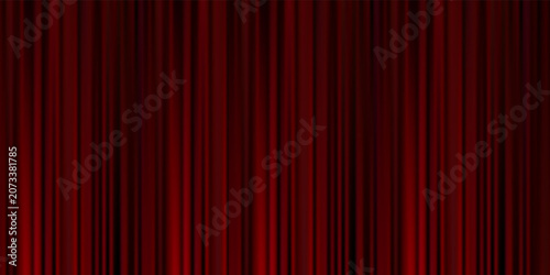 Red velvet curtain background. Closed curtains wallpaper for theater stage or cinema, circus. Red fabric drapery backdrop for award, show, performance. Velvet textile room scene banner concept. Vector