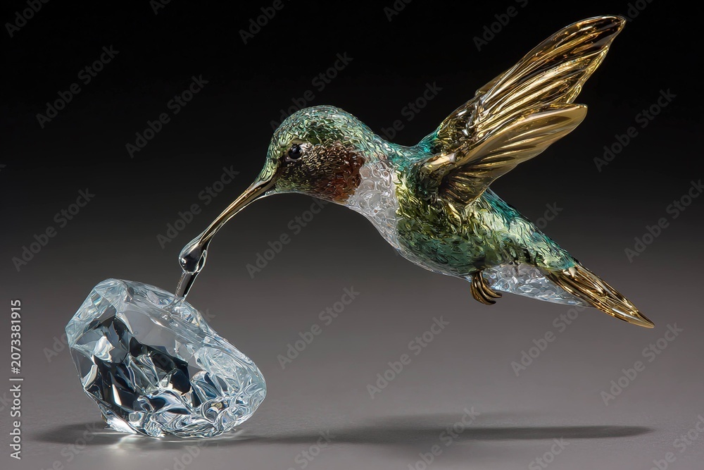 Obraz premium hummingbird drinking from crystal nectar