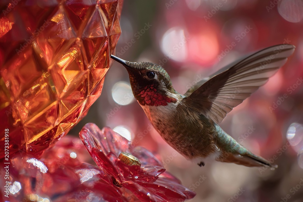 Obraz premium hummingbird drinking from crystal nectar