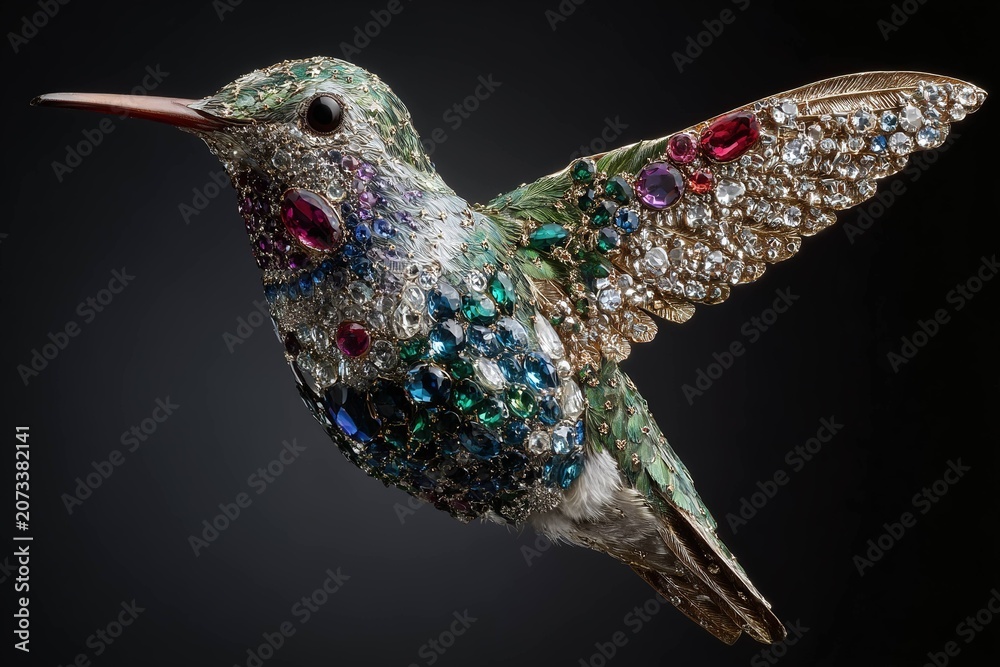 Obraz premium hummingbird with jewel-encrusted wings