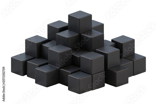 Stacked Black Cubes on White Background