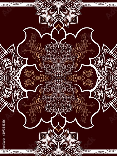 Illustration of bandana and scarf pattern design, unique abstract pattern with bright colors
