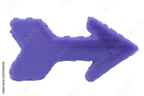 Purple arrow pointing right, fuzzy texture