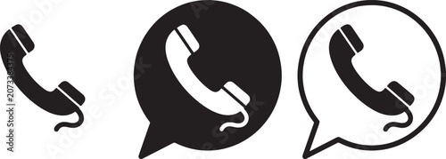 Tableau sur toile Minimalist black and white speech bubble and telephone receiver flat style also