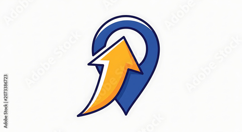 Dynamic Navigation Location Marker Logo Concept with Upward Arrow Symbolizing Growth and Direction for Digital Mapping Services