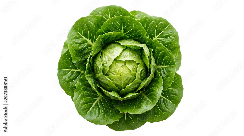 Obraz premium Fresh green lettuce head isolated on black background