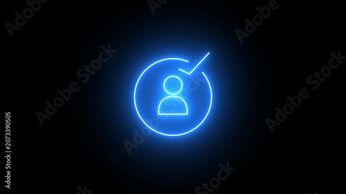 neon Identification access concept man icon animation. security and man icon with check mark icon animation on neon
