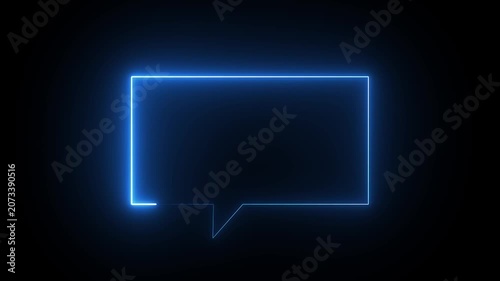 neon incoming message icon animation with blue color