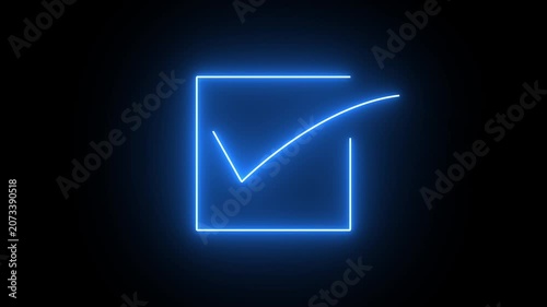 neon Isolated tick mark icon animation on background
