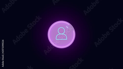 neon Identity verification symbol financial security and man icon with check mark icon animation