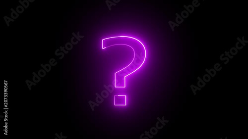 neon line asking icon animation. Question mark loop animation on black background
