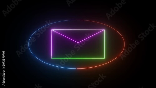 neon messages icon animation on neon circle