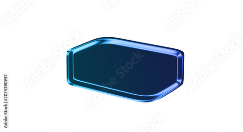 Obraz na plátně A shiny blue badge with a metallic sheen on a transparent background