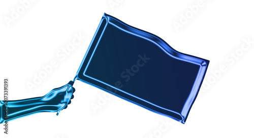 Tableau sur toile A skeletal hand holds a waving dark blue flag with a transparent background