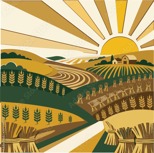 Harvest Season Agricultural Vector Background
