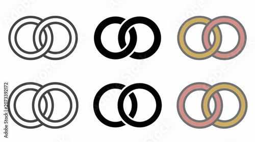 Variety of interlocking ring designs in different colors and styles