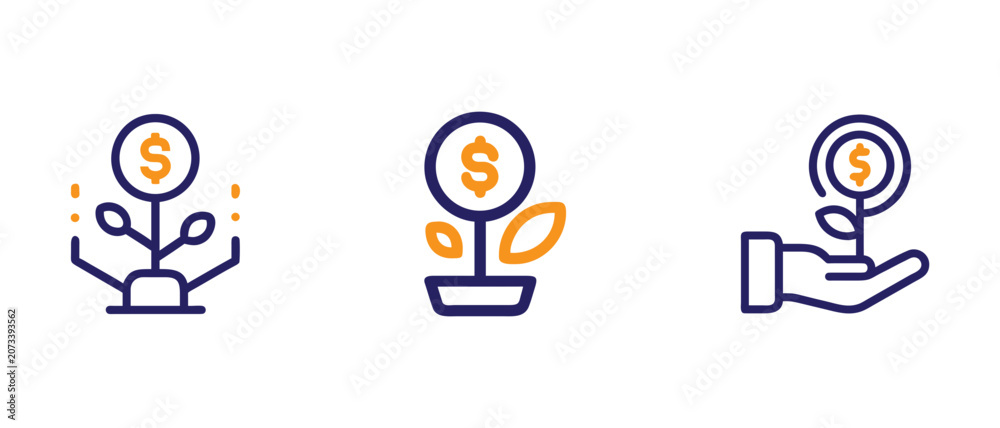 Fototapeta premium Financial growth and money investment icons