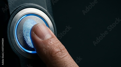 Secure biometric identification with a glowing fingerprint scanner