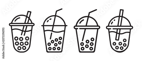 Canvastavla Boba tea icon set