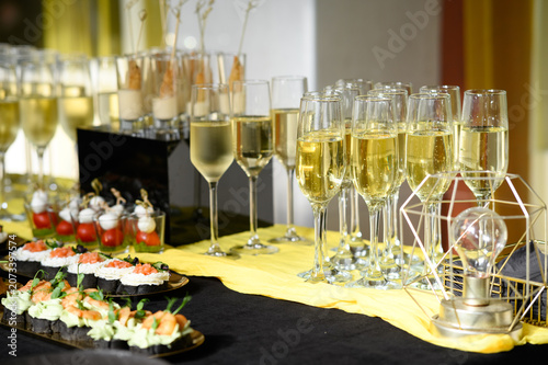 glasses of champagne at a wedding reception