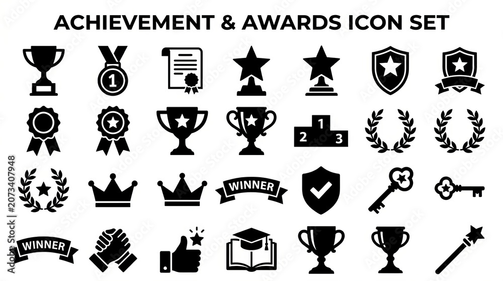 Obraz premium Collection of Achievement and Award Icons for Recognition and Success.