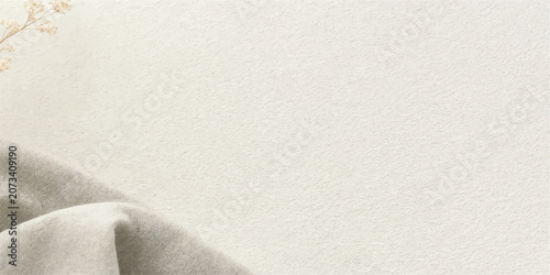 Obraz na płótnie Soft grey fabric draped on neutral light background with subtle textures backgro