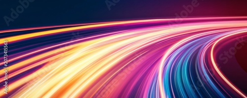 Subject Long exposure light trailsmotion blur. Composition Curved, sweeping lines moving from leftbottom towards the topright. Diagonalcurved flow. Colors Vibrant spectrum (yellow,