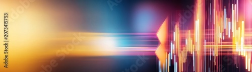Vertical motion blur light trails in vibrant orange and blue gradient, abstract digital speed concept,,abstract,motion