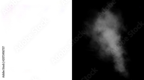 Foto Atmospheric white smoke plume on black background, ethereal steam vapor texture,