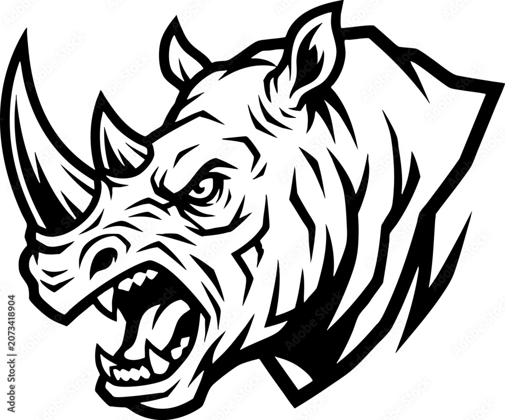 Fototapeta premium Fierce Rhino Head Mascot Illustration for Sports and Esports