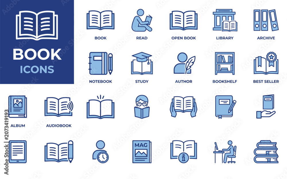 Fototapeta premium Book icons set in flat design style