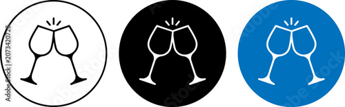 Set of three toast icons with wine glasses