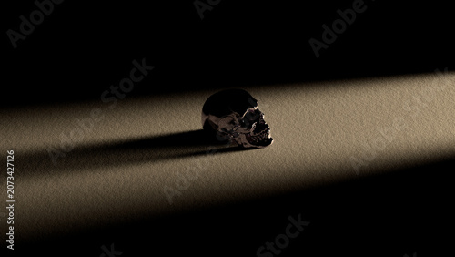 Konstfotografi shimmering skull in epic lighting