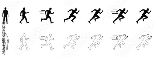 Quadro em tela Human Body Pictogram Featuring Walking, Hurrying, Stopping, Starting Dash, Runni