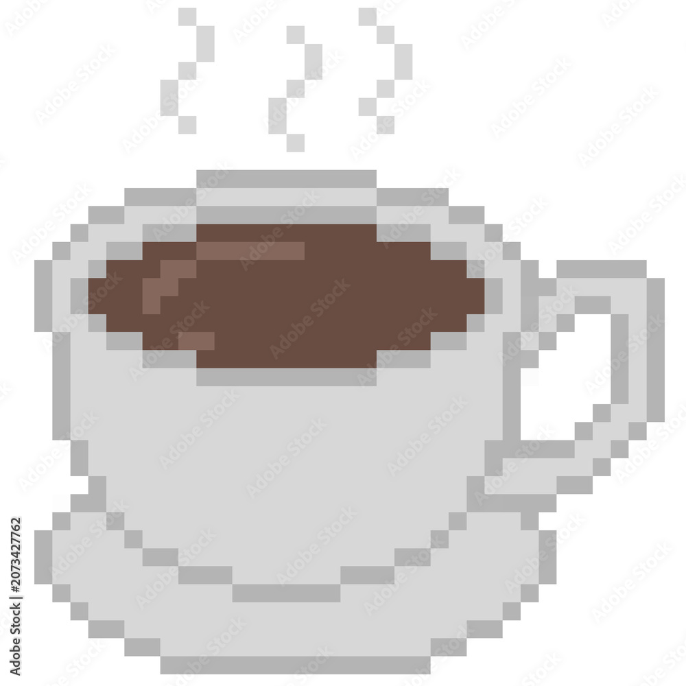 Fototapeta premium Hot coffee pixel illustration