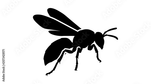 Black wasp or hornet silhouette profile