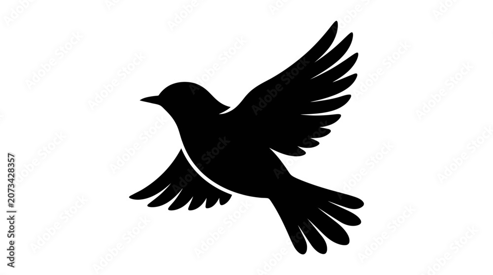 Fototapeta premium Flying bird silhouette spreading wings.