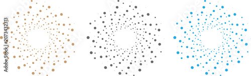 Abstract Circular Halftone Spiral Pattern Set with Dotted Swirl Geometry and Modern Vector Background Collection