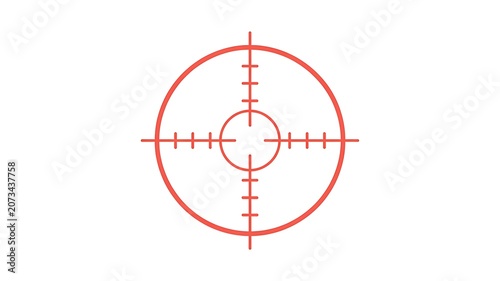 Red rifle scope crosshair, targeting reticle, hunting sight, aiming icon
