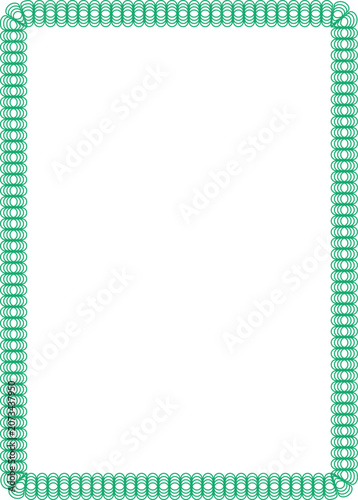 Green rectangular geometric border frame with patterned line design isolated on white background