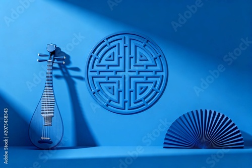 Chinese Traditional Instrument and Decorative Elements
