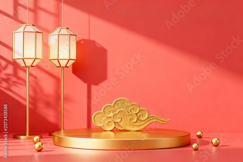 Chinese New Year Display Podium with Cloud Motif