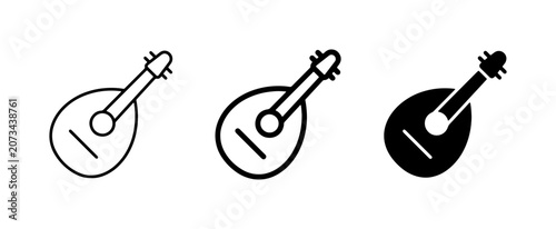 Foto Lute Icons, String Instrument Graphics, Musical Notation Vector Set