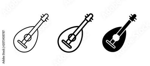 Schilderij op canvas Mandolin Icons: Outline, Filled, Silhouette