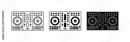 DJ Controller Icons, Music Mixer Vector Set, Audio Equipment Graphics