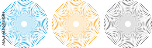 Halftone gradient set . Dotted gradient, smooth dots spraying and halftones dot background seamless horizontal geometric pattern vector template. 