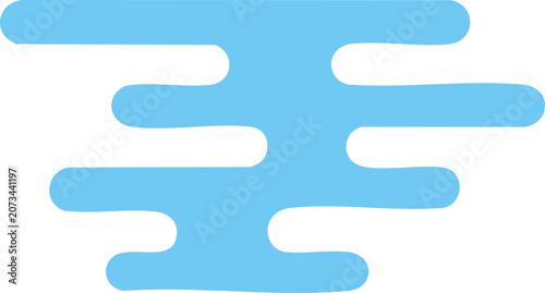 Light blue abstract shape with horizontal rounded parallel bars