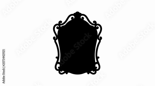 Bild auf Leinwand Ornate frame, decorative border, elegant label, black icon isolated on White Bac