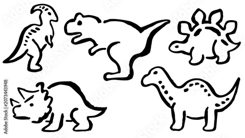 Dinosaurs hand drawn set. Not AI