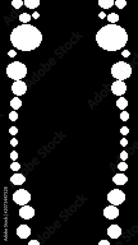 Retro Geometric Shapes Jumping Dots Pixel Art Animation on Black Background. Circles transition animation. Modern abstract animation. Comic party geometric vertical video
